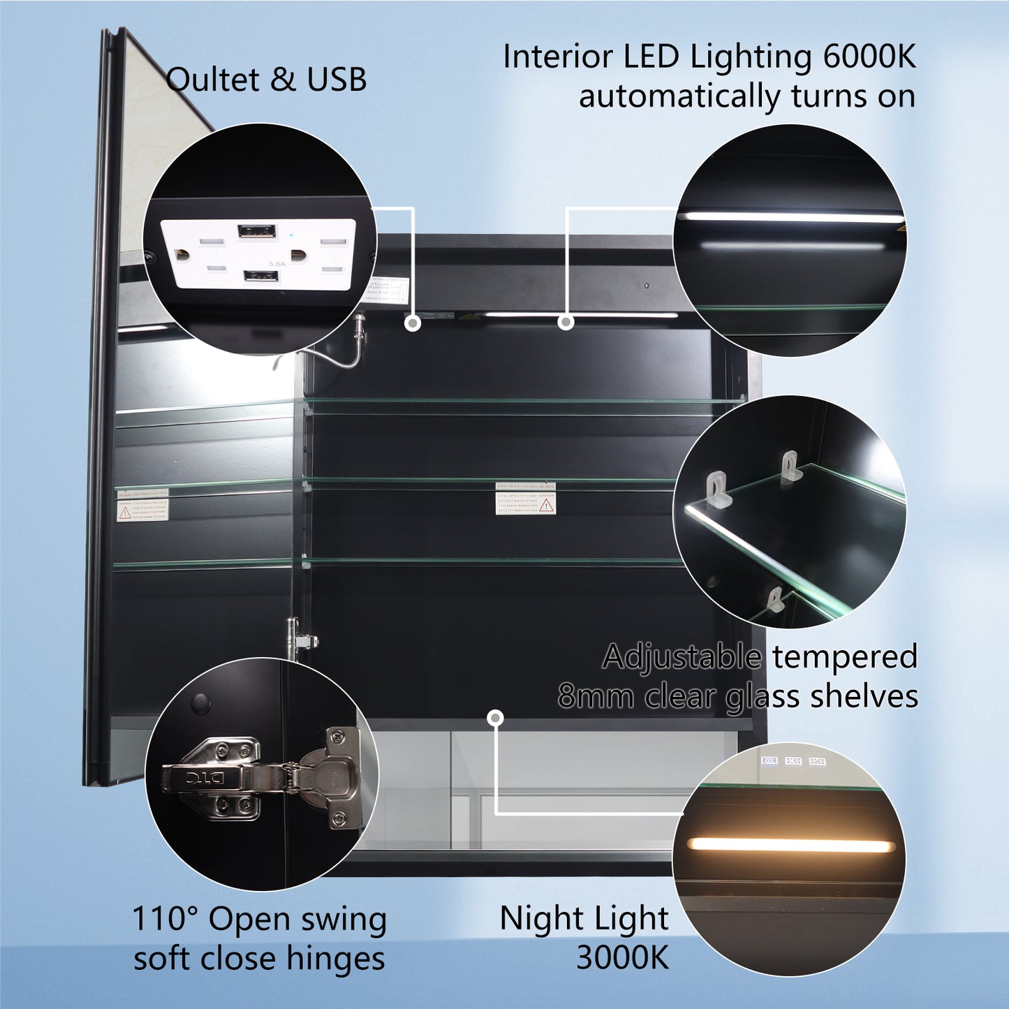 Medicine Cabinets with LED Mirror